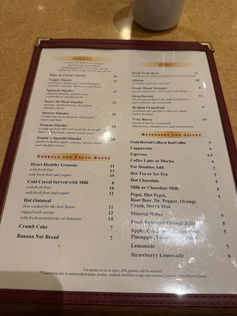 Sears Fine Food Menu - Image 4